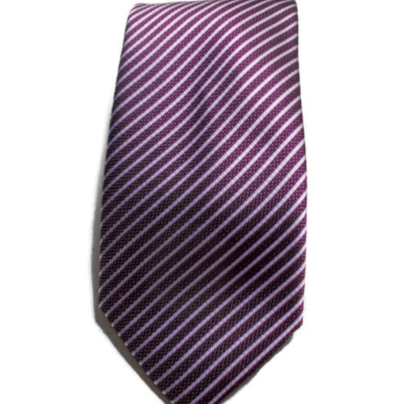 Classic Mario Lorenzi Men's Violet Stripe Handmade Tie - Picture 1 of 3
